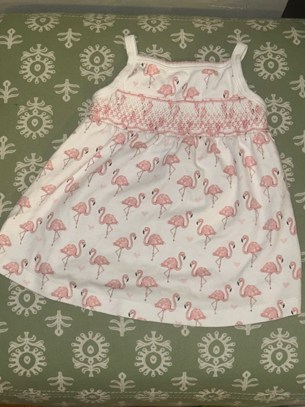 Girls' White & Pink Flamingo Print Casual Dress